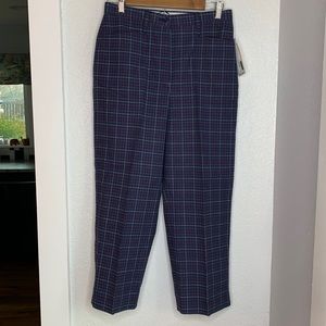 Vintage NWT Lizgolf by Liz Claiborne navy blue red white plaid pants 1980's